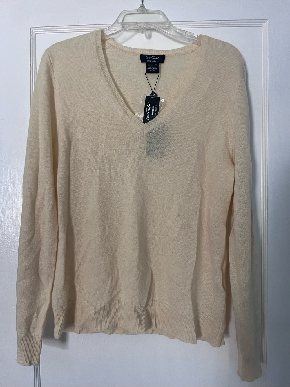 Lord & Taylor Yellow Cashmere V-Neck Sweater